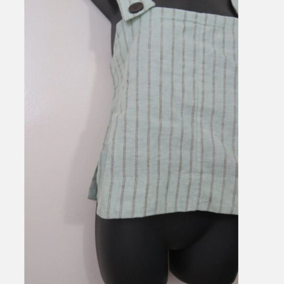 Everlane Size 0 Apron Tank Top Linen Striped Green - Picture 4 of 5